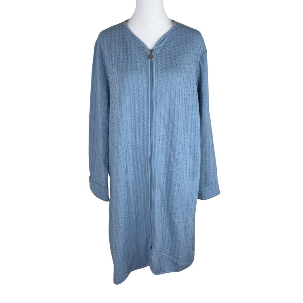 Miss Elaine Quilted Cozy Loungewear Blue Robe Grandmacore Sleepwear Size Large